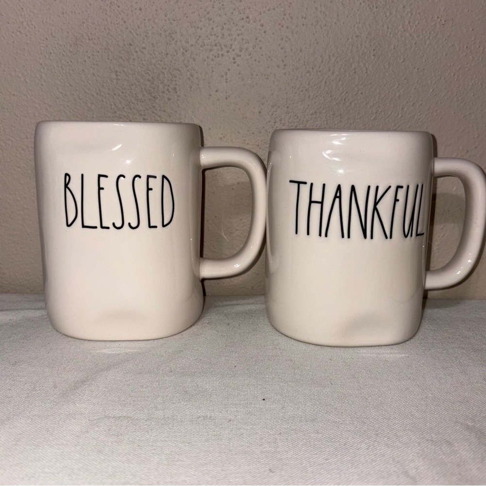 Rae Dunn Cream Mugs - Blessed & Thankful